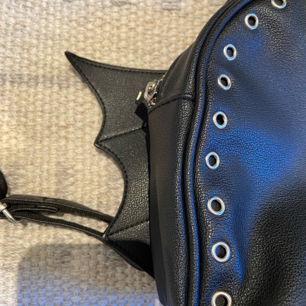 Black Pleather Bat Wing Mini Backpack - image 3